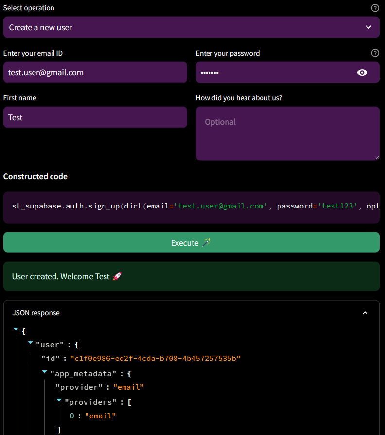 Connect your Streamlit apps to Supabase