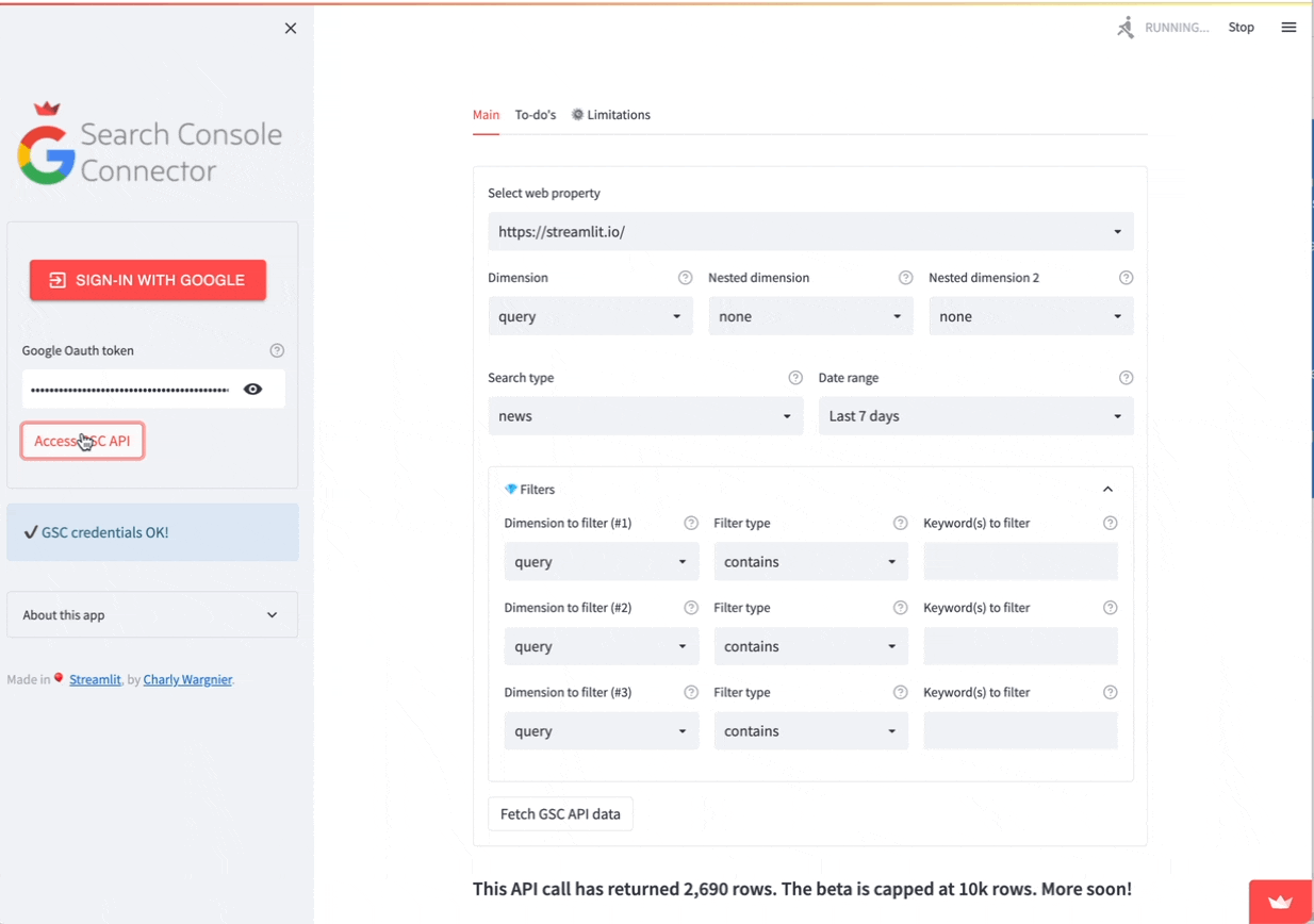 How to enhance Google Search Console data exports with Streamlit